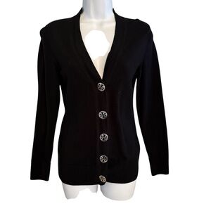 Tory Burch Black V-Neck Button Cardigan